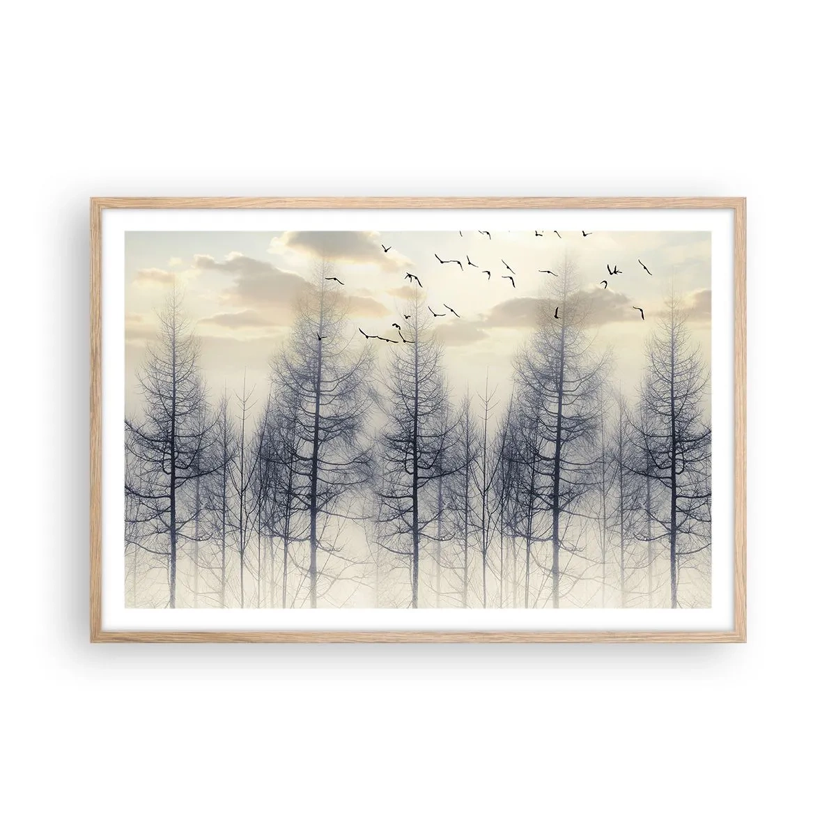 Pôster com moldura de carvalho claro - Espíritos florestais - 91x61 cm