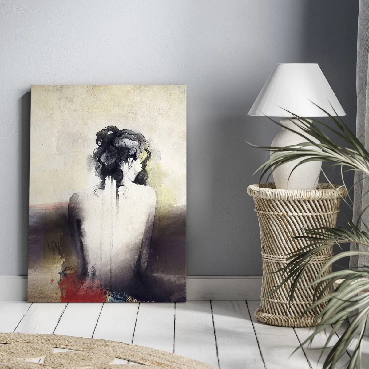 Quadro em tela - Linhas suaves, formas ovais - 50x70 cm