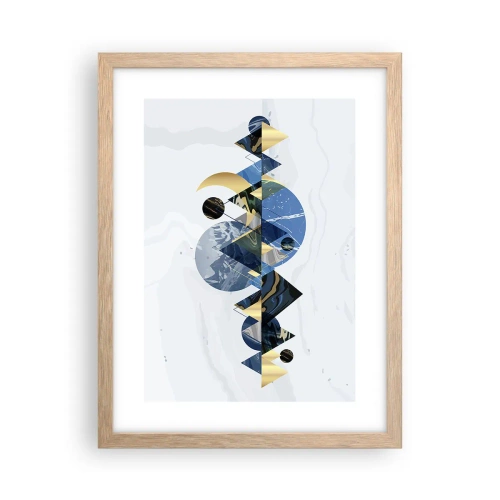 Pôster com moldura de carvalho claro - Paisagem geométrica - 30x40 cm