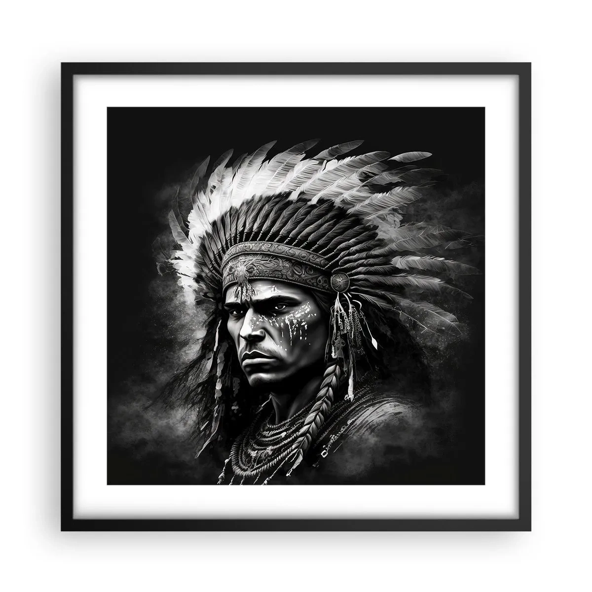 Pôster com moldura preta - Um líder e um guerreiro - 50x50 cm