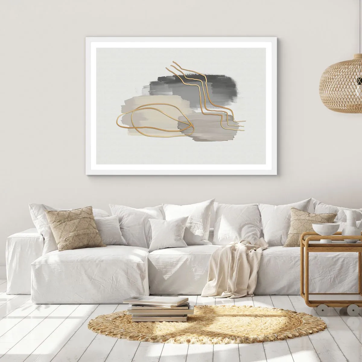 Pôster em moldura branca - Duração e movimento - 70x50 cm
