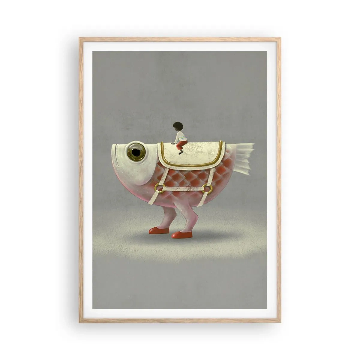 Pôster com moldura de carvalho claro - O cavaleiro Peixoso - 70x100 cm