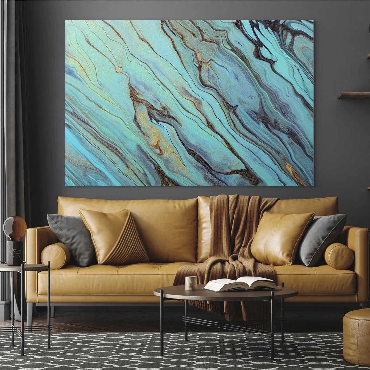 Quadro em vidro - Maré Turquesa - 120x80 cm