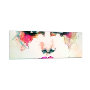 Quadro em vidro - Retrato pintado com o arco-íris - 90x30 cm