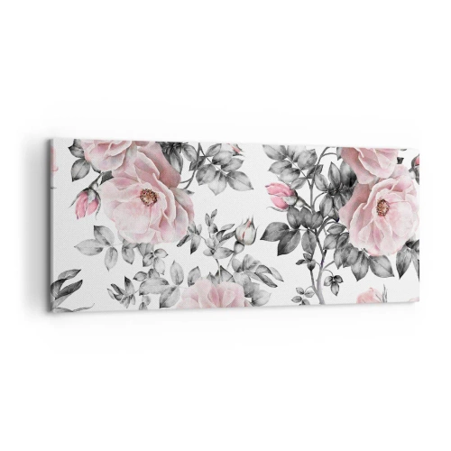 Quadro em tela - Perder-se nas rosas - 100x40 cm