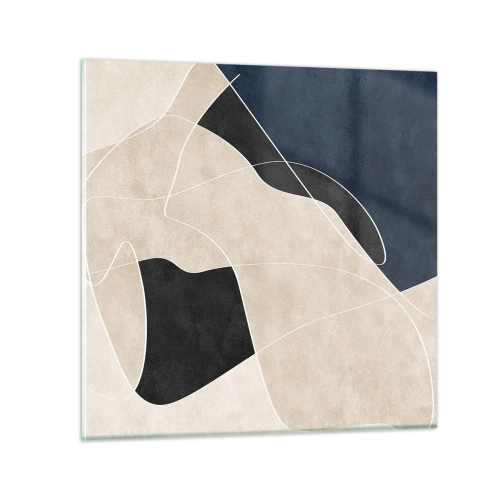 Quadro em vidro - Composição abstrata – contraste de cores - 30x30 cm
