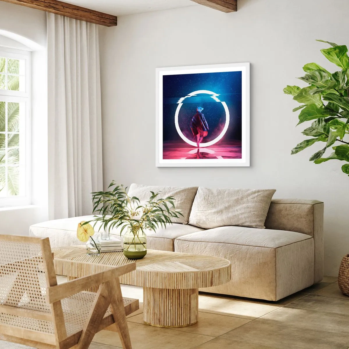 Pôster em moldura branca - Entre Mundos - 60x60 cm