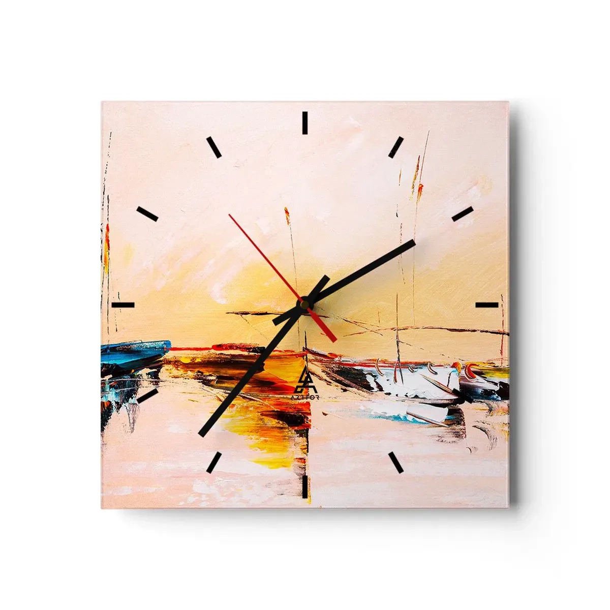 Relógio de parede - Relógio em vidro - Noite na marina - 40x40 cm