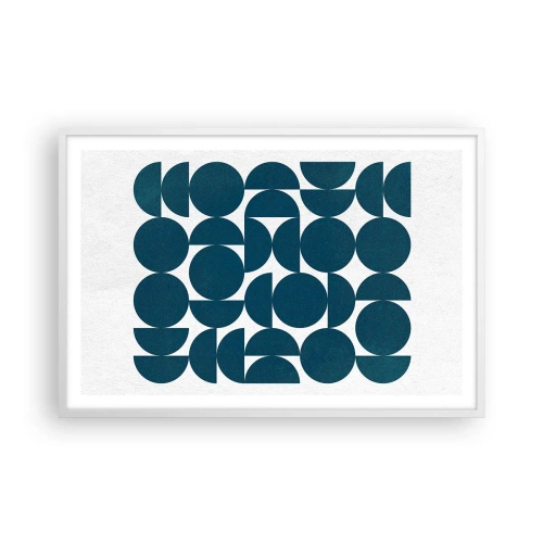Pôster em moldura branca - Círculos e semicírculos - 91x61 cm