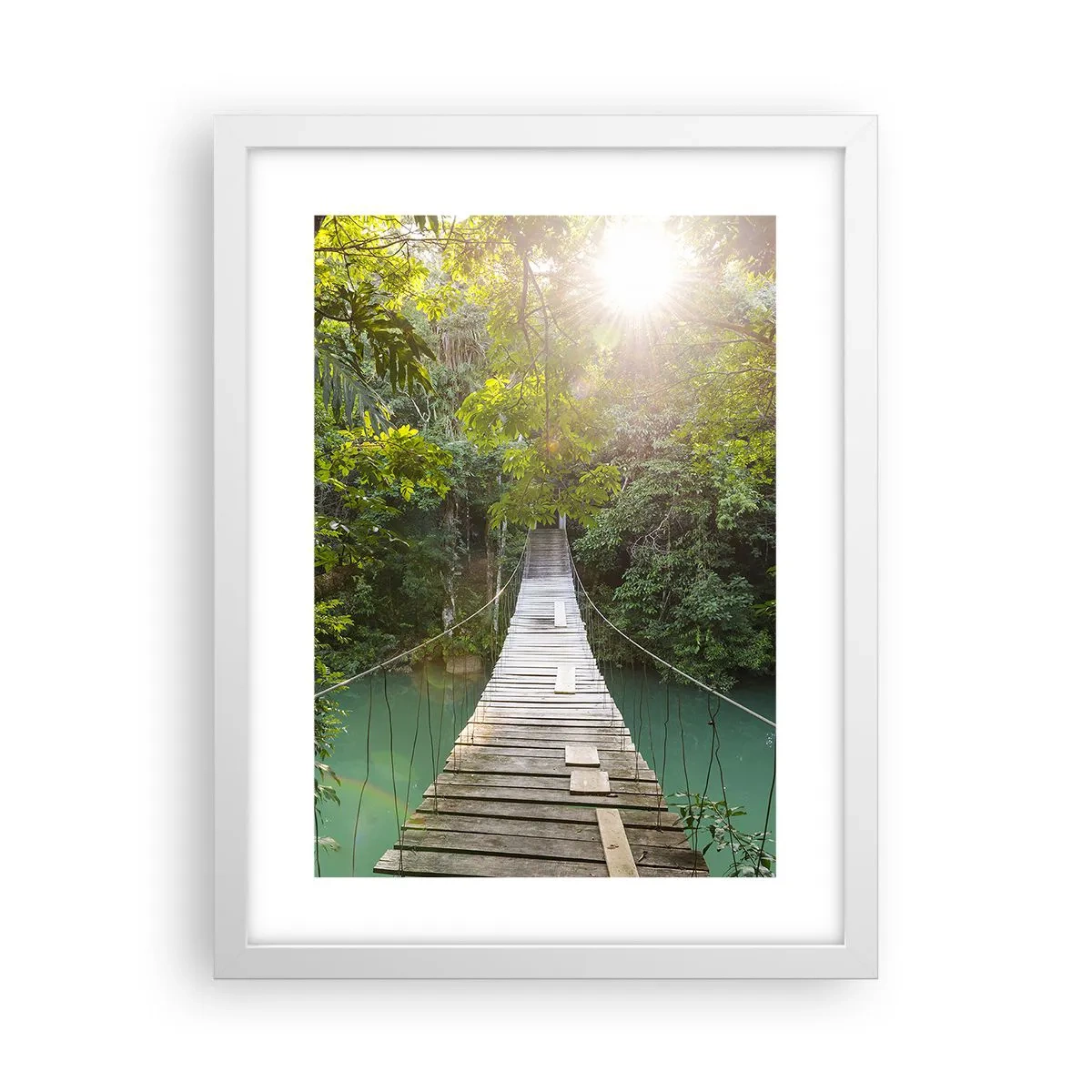 Pôster em moldura branca - Da água azul para a floresta azul - 30x40 cm