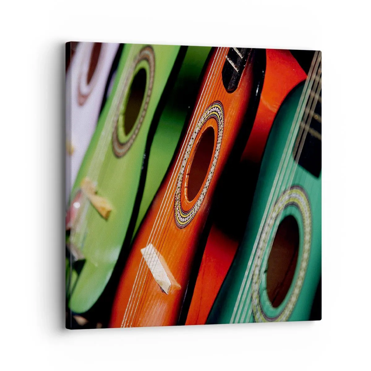 Quadro em tela - A guitarra tem muitas cores - 30x30 cm