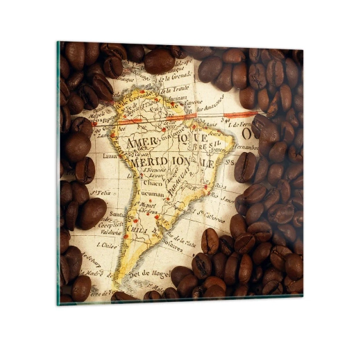 Quadro em vidro - De onde vem o melhor café? - 40x40 cm