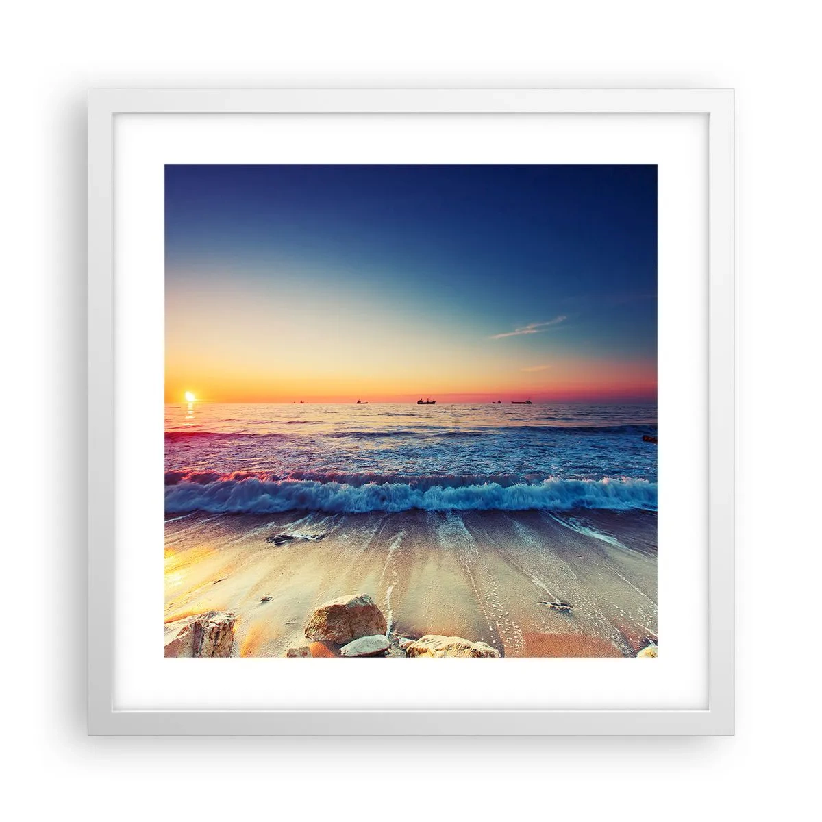 Pôster em moldura branca - E além do horizonte? - 40x40 cm