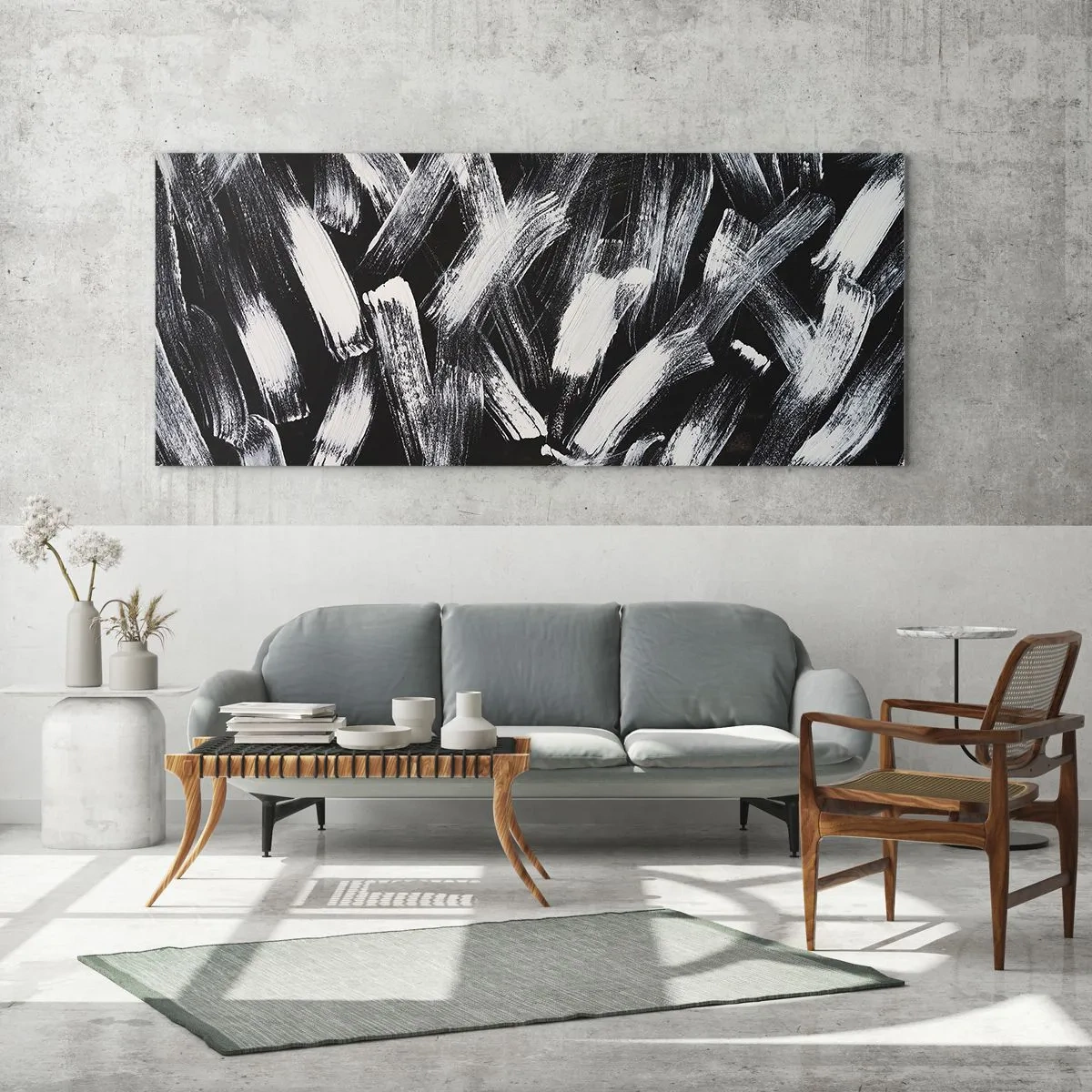 Quadro em vidro - Abstração no espírito industrial - 100x40 cm