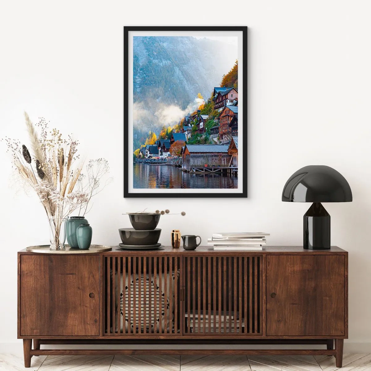 Pôster com moldura preta - Atmosfera alpina - 61x91 cm