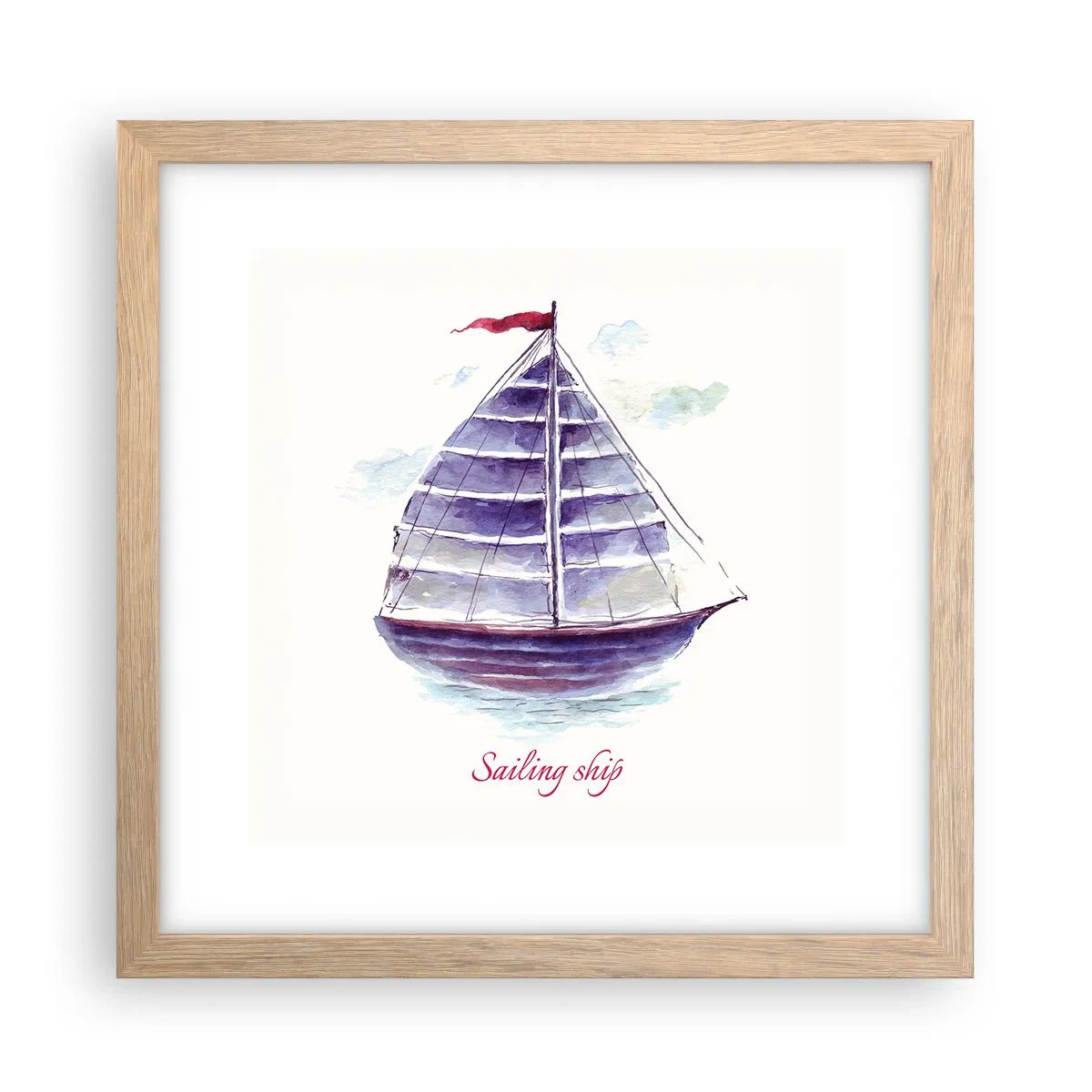 Pôster com moldura de carvalho claro - Cheio de velas e águas calmas - 30x30 cm