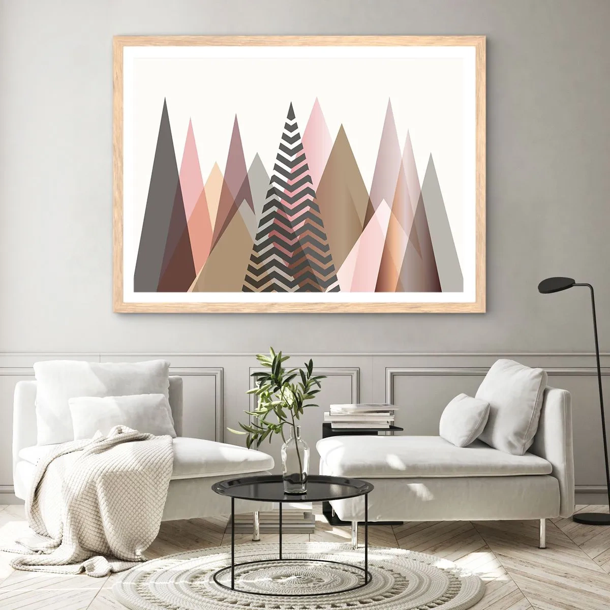 Pôster com moldura de carvalho claro - Vista piramidal - 100x70 cm