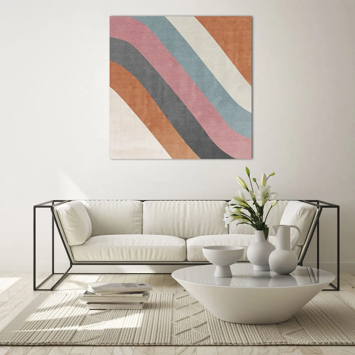 Quadro em vidro - Composição diagonal – movimento - 40x40 cm