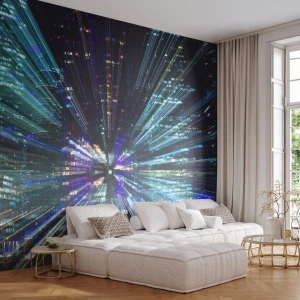 Papel de Parede Autocolante Deluxe Sticker - Transição para o hiperespaço - Abstração, Cidade, Gráficos - 350x256 cm