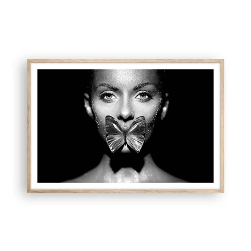 Pôster com moldura de carvalho claro - O beijo da borboleta - 91x61 cm