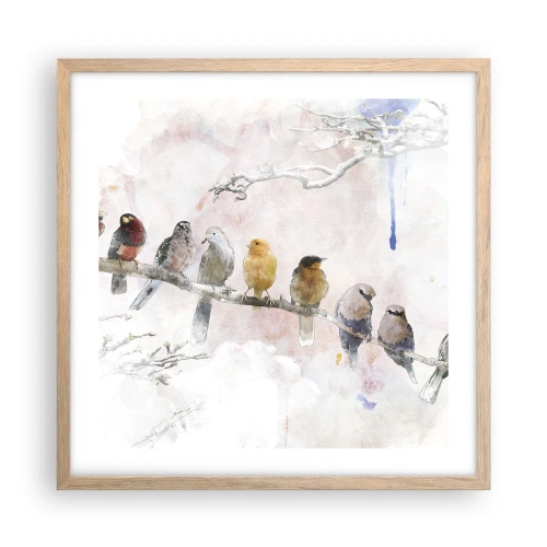 Pôster com moldura de carvalho claro - Reunião alada - 50x50 cm