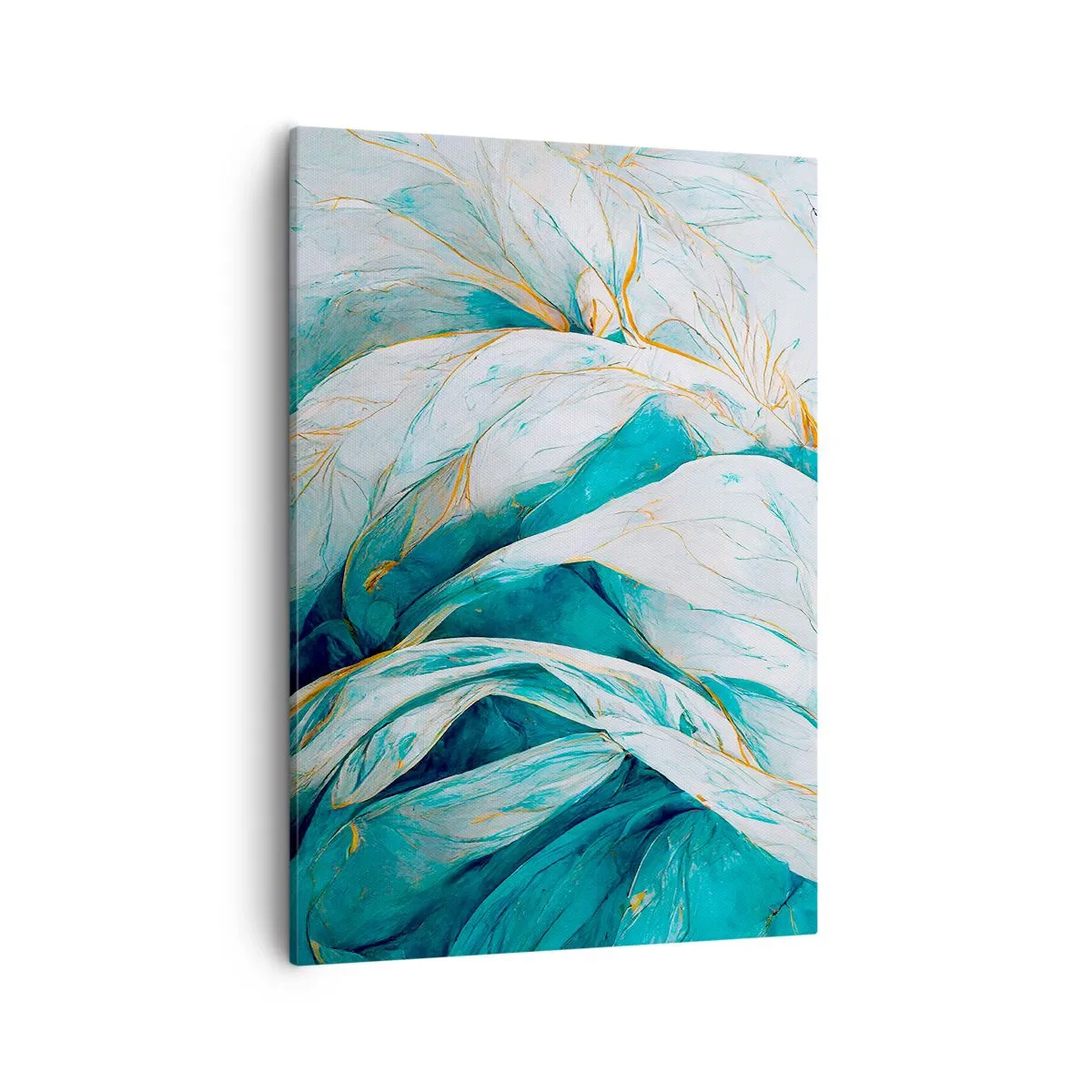 Quadro em tela - Abstração azul com lema dourado - 50x70 cm