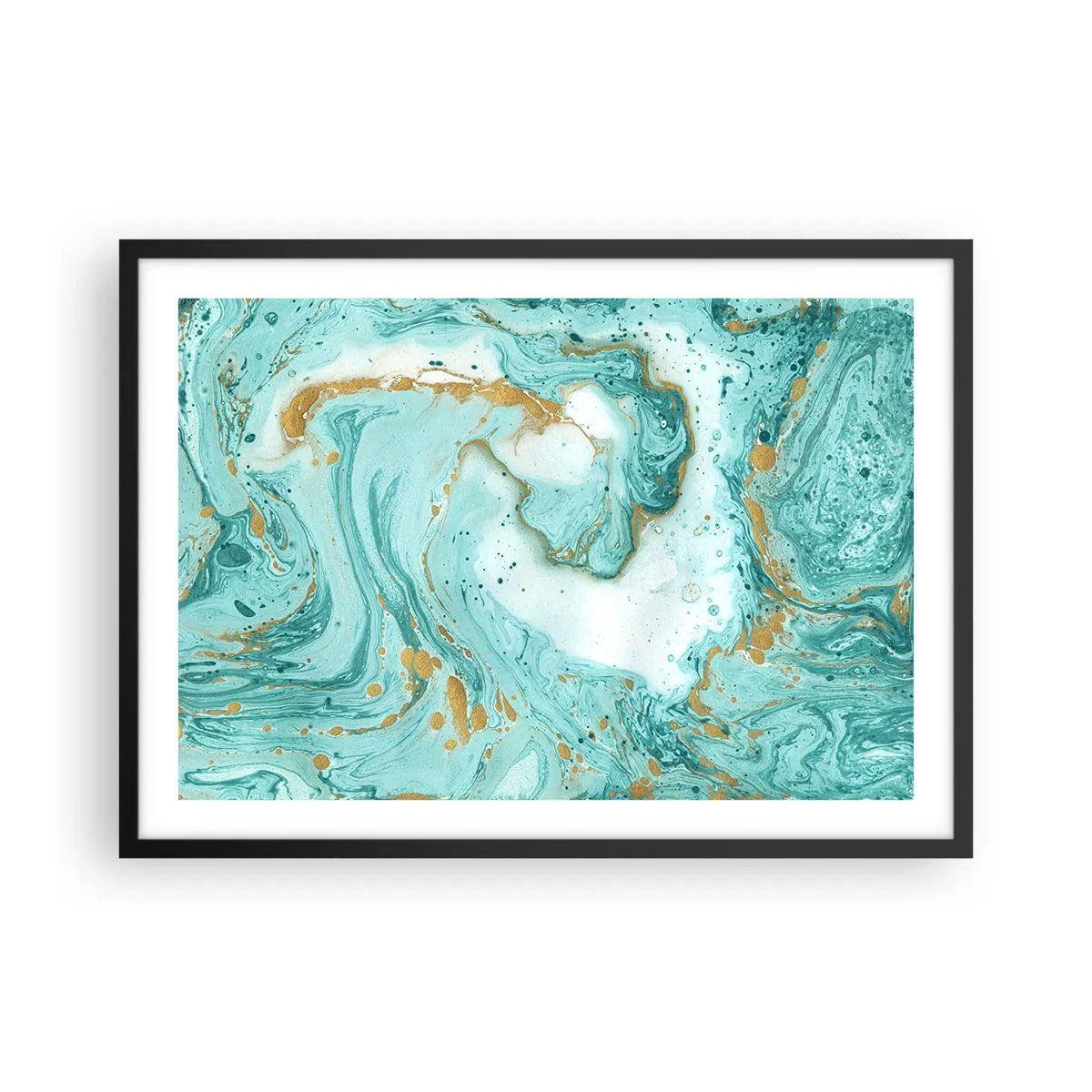 Pôster com moldura preta - Sob a grande onda do período Edo - 70x50 cm