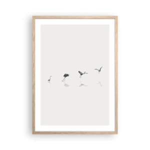 Pôster com moldura de carvalho claro - Quatro passos simples - 50x70 cm