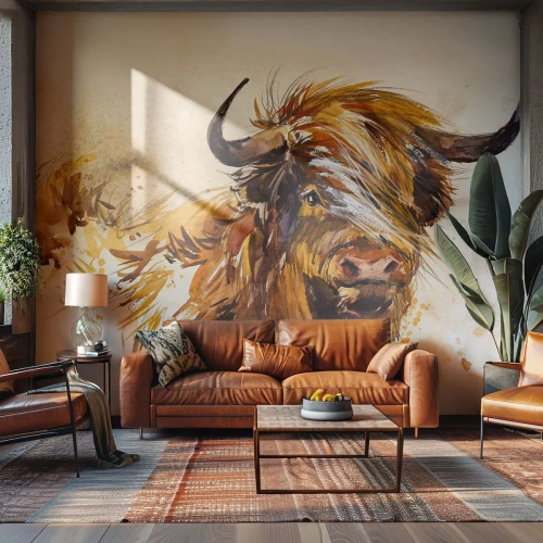 Papel de Parede Standard Eco - Orgulho do caçador - Animais, Abstração, Búfalo Escocês - 150x105 cm