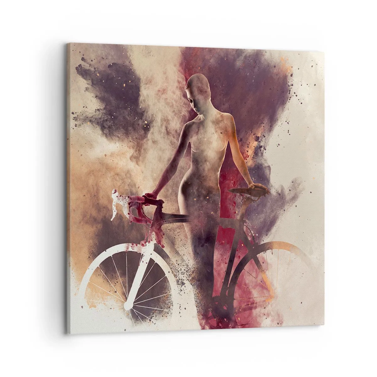 Quadro em tela - Uma alma de bicicleta em formas de mármore - 50x50 cm