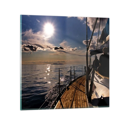 Quadro em vidro - Sob velas em direção ao sol - 30x30 cm