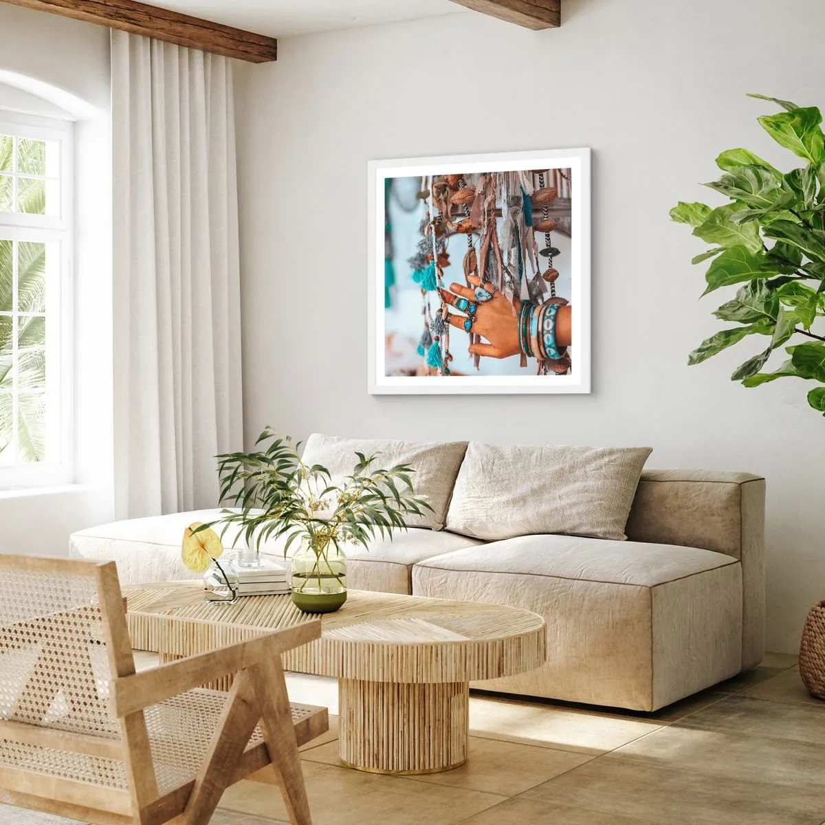 Pôster em moldura branca - Tesouros locais - 60x60 cm
