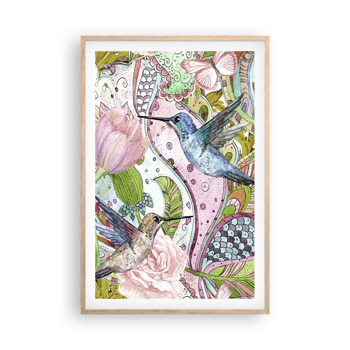 Pôster com moldura de carvalho claro - Emaranhados em trepadeiras - 61x91 cm