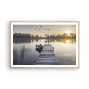 Pôster com moldura de carvalho claro - Voltarei dentro de algum tempo - 91x61 cm