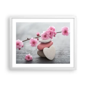 Pôster em moldura branca - Flor de cerejeira - 50x40 cm