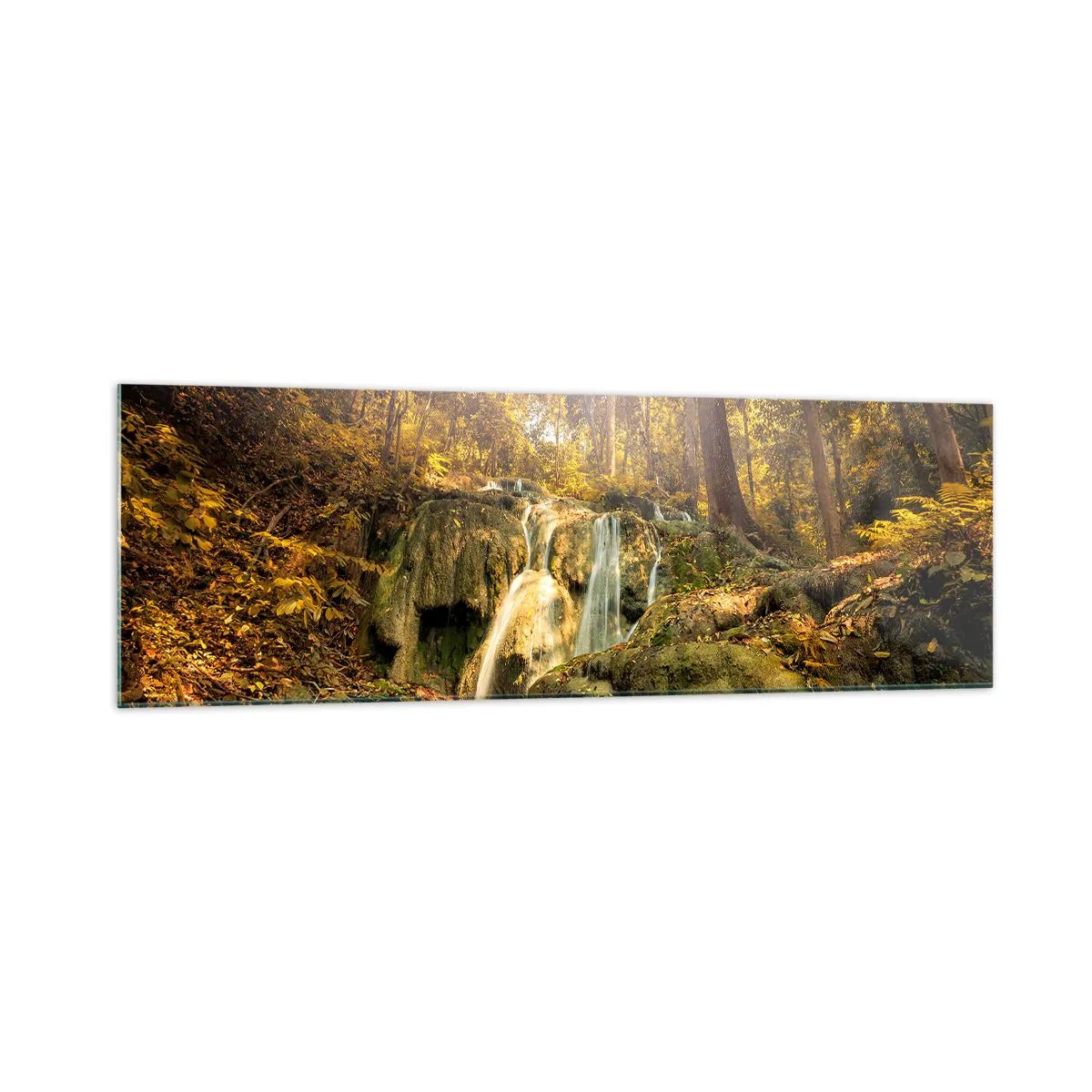 Quadro em vidro - Cascata na floresta - 160x50 cm