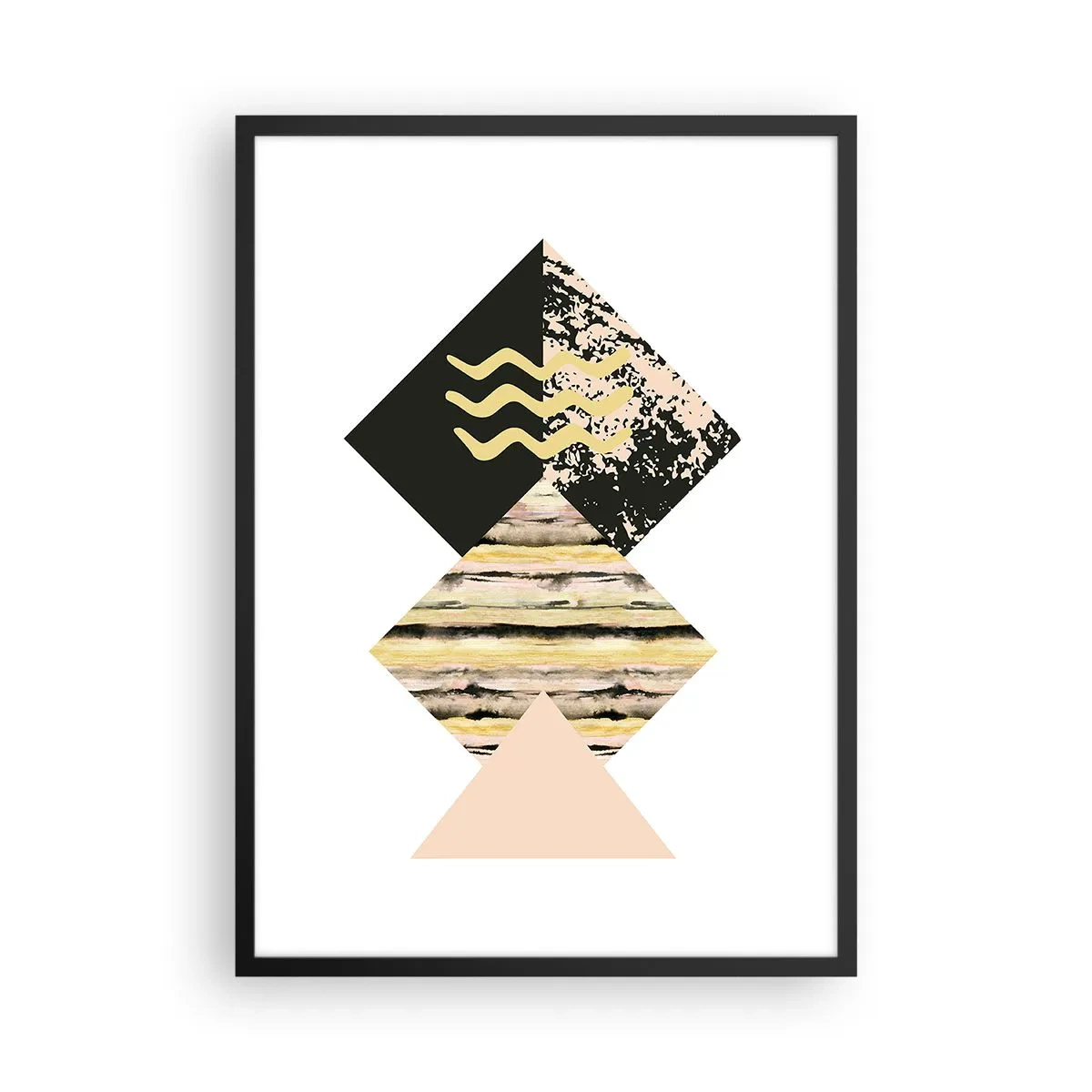 Pôster com moldura preta - Composição geométrica abstrata em cores delicadas - 50x70cm - Não é tão simples assim - Decoração de parede moderna para a sala de estar e quarto ARTTOR