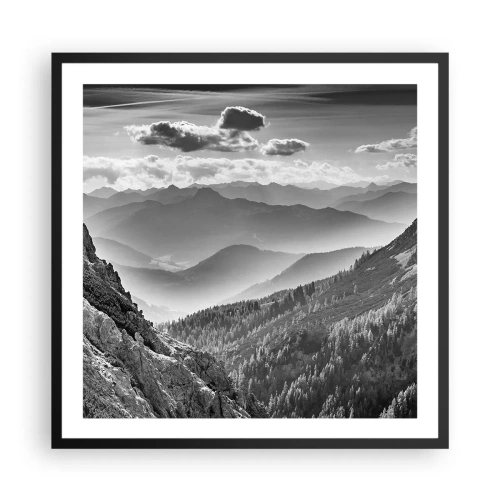 Pôster com moldura preta - Até ao horizonte - 60x60 cm