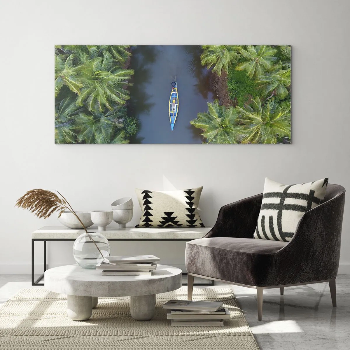 Quadro em vidro - Em uma trilha tropical - 100x40 cm