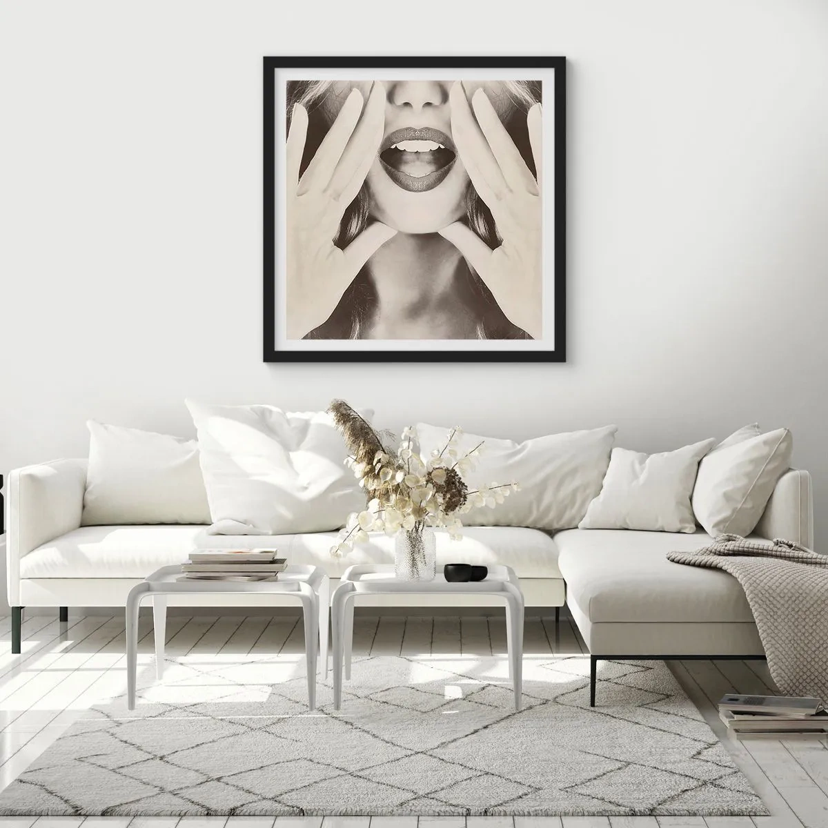 Pôster com moldura preta - Já vou! - 50x50 cm