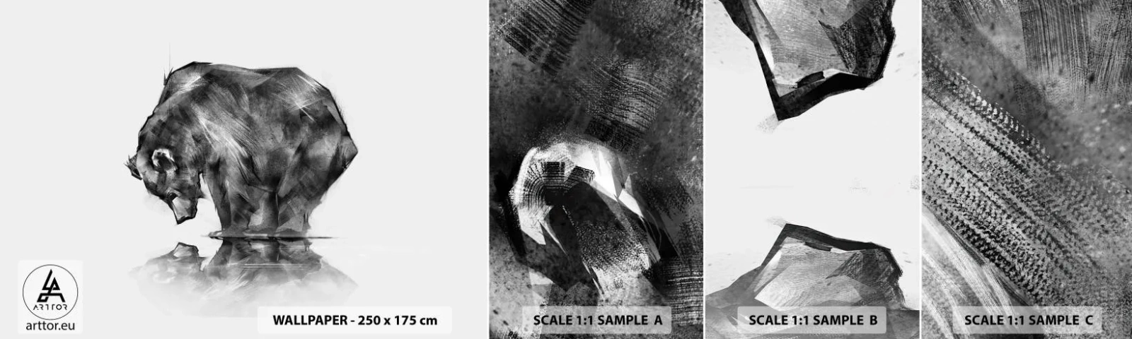 Amostra de Papel de Parede Standard Eco - É bom ver alguém próximo - Abstração, Urso polar, Natureza - 100x30 cm