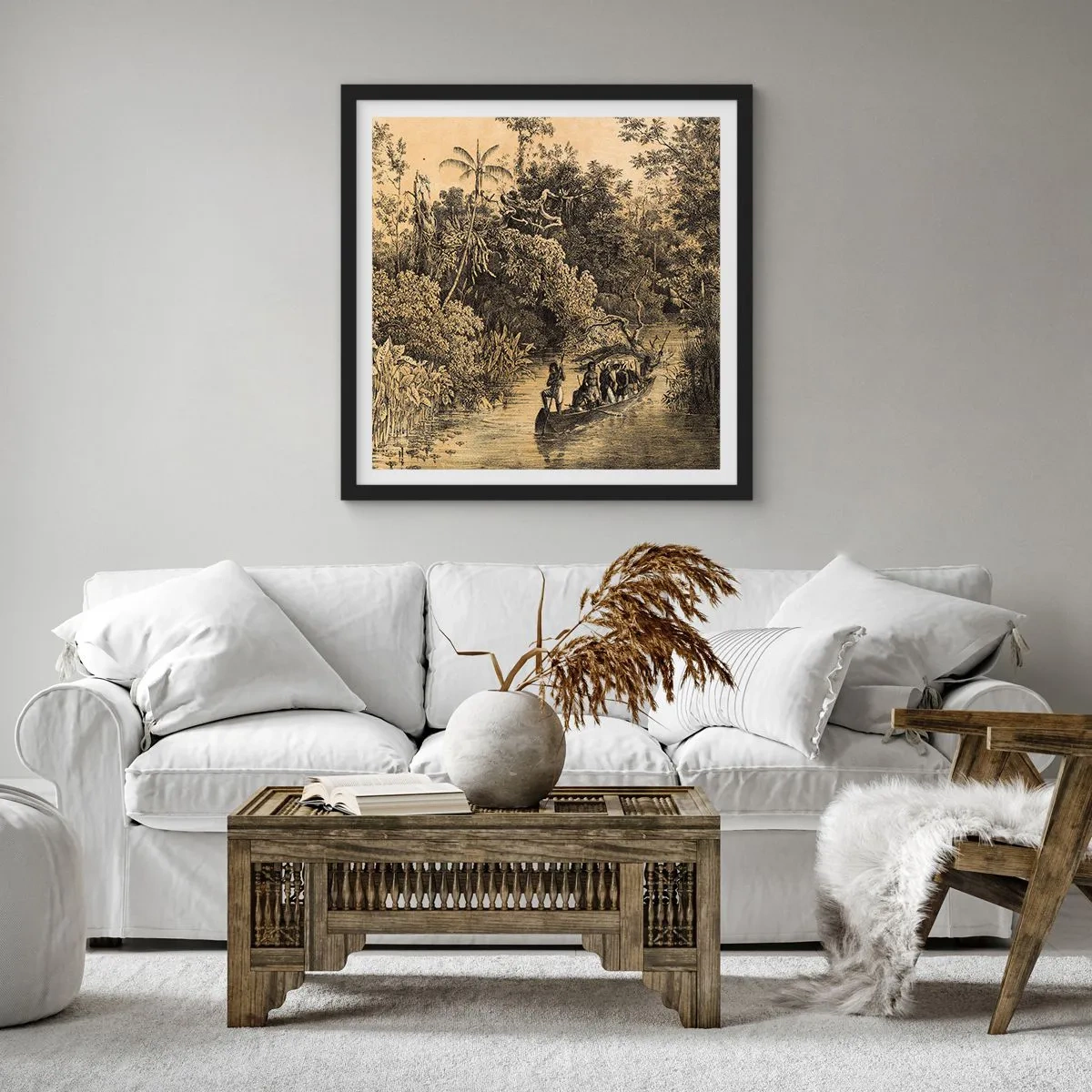 Pôster com moldura preta - Viagem à fonte - 40x40 cm