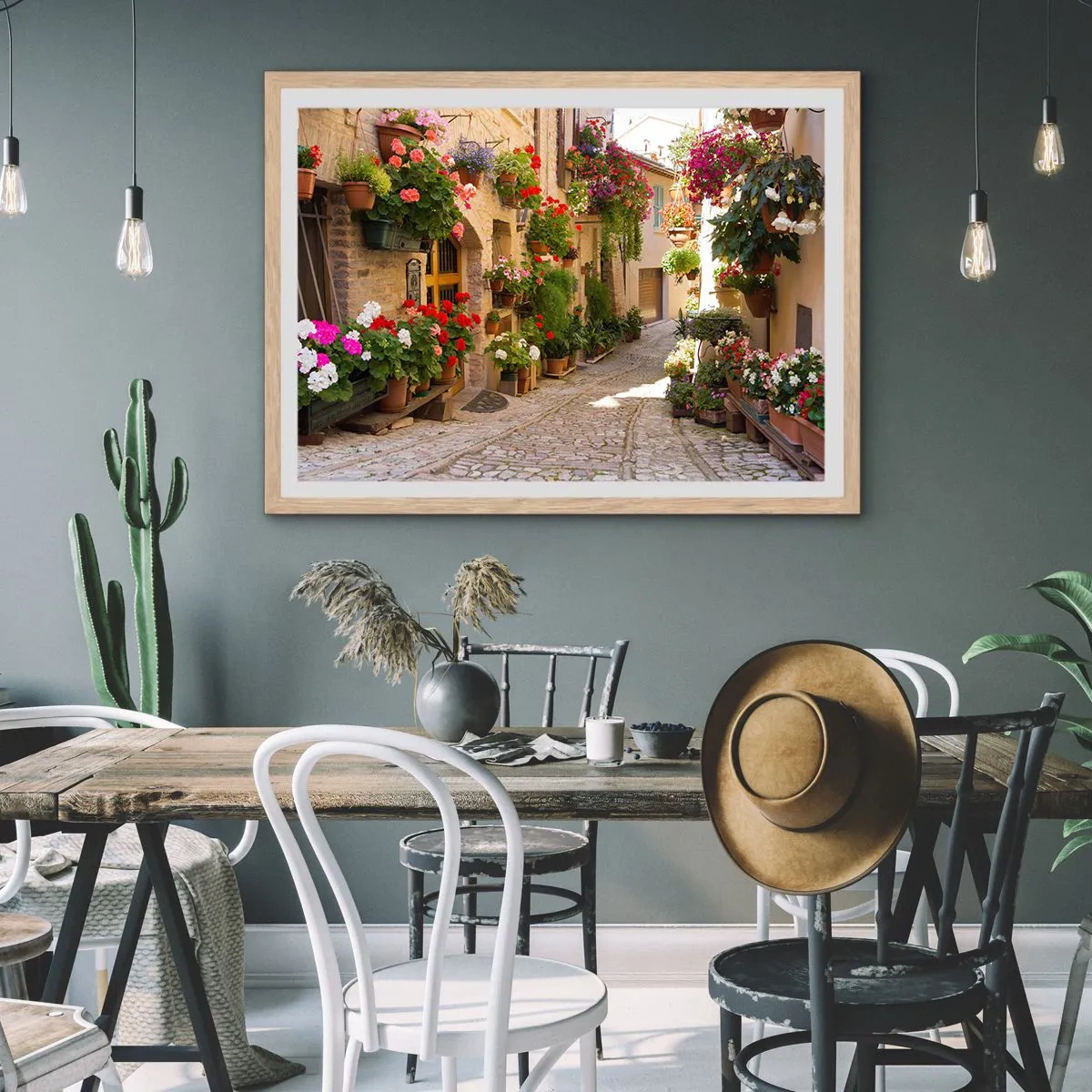 Pôster com moldura de carvalho claro - Nas flores do dilúvio - 100x70 cm