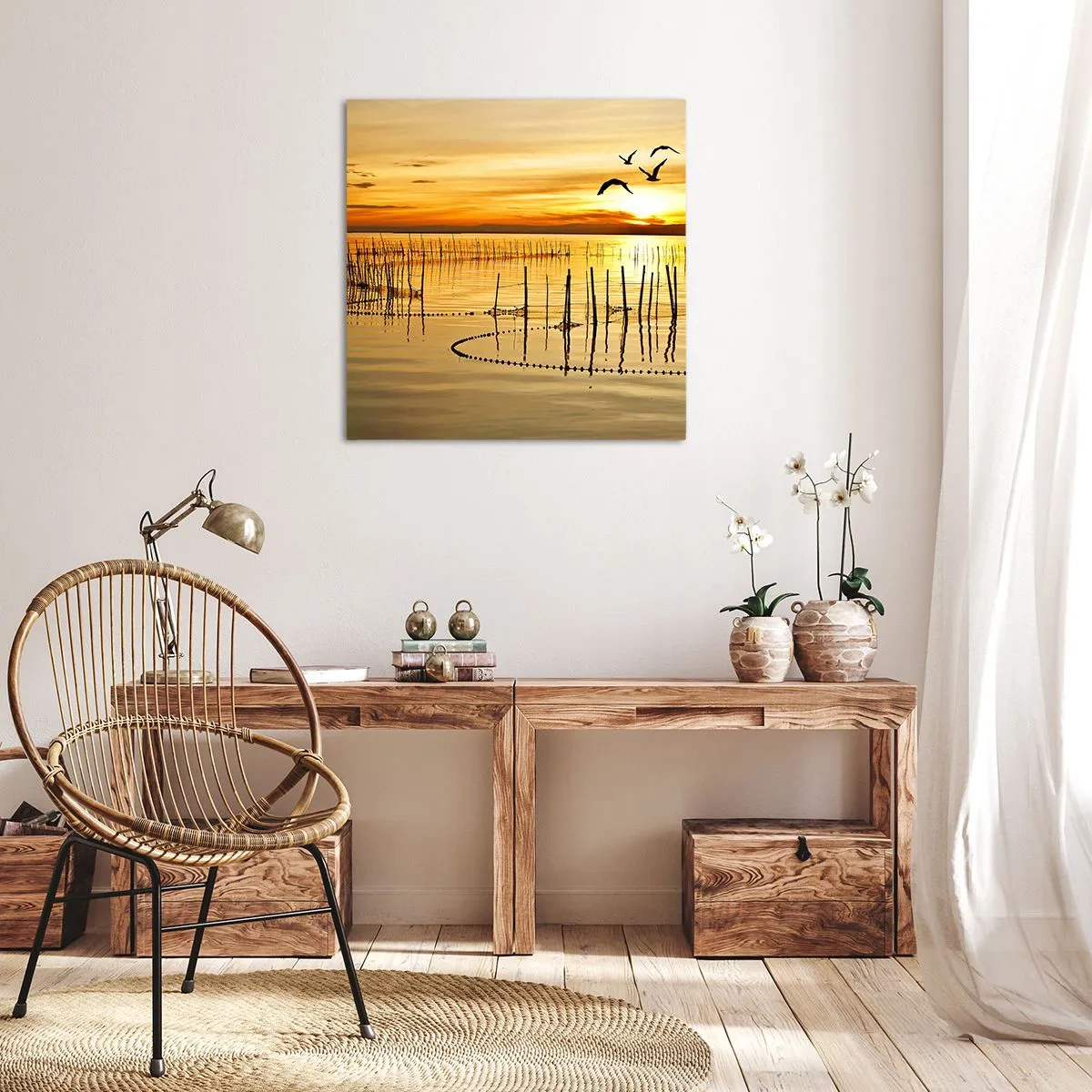Quadro em tela - Na pescaria - 40x40 cm
