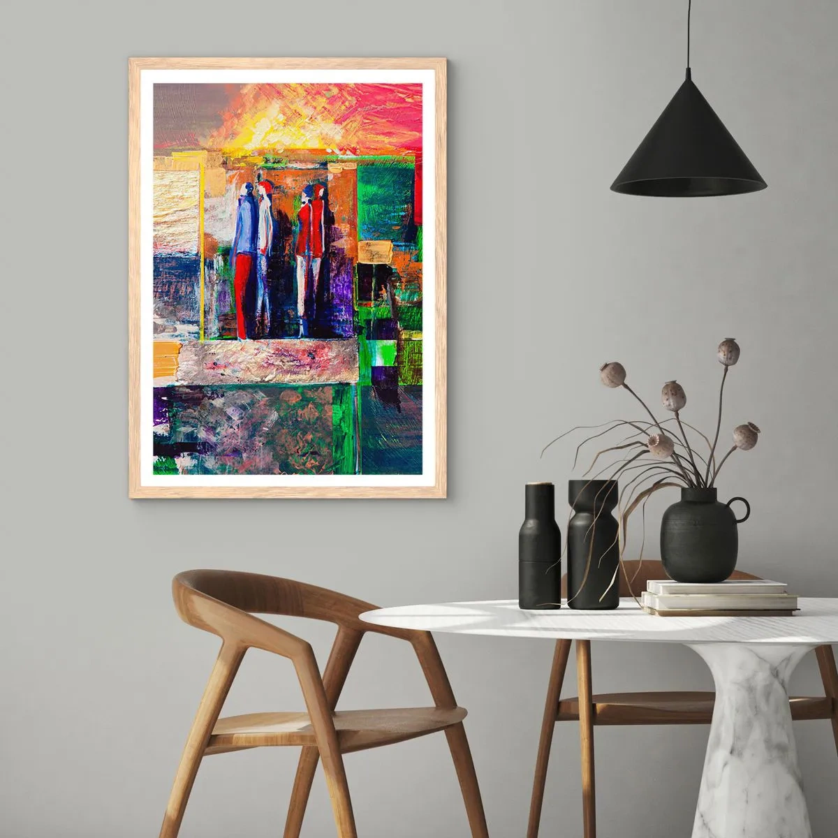 Pôster com moldura de carvalho claro - Relacionamentos e emoções - 40x50 cm