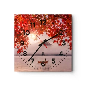 Relógio de parede - Relógio em vidro - No clima japonês - 30x30 cm