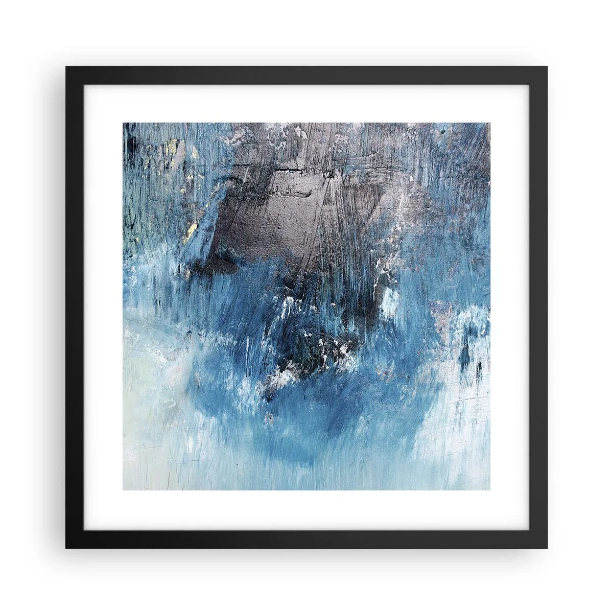 Pôster com moldura preta - Rapsódia em azul - 40x40 cm