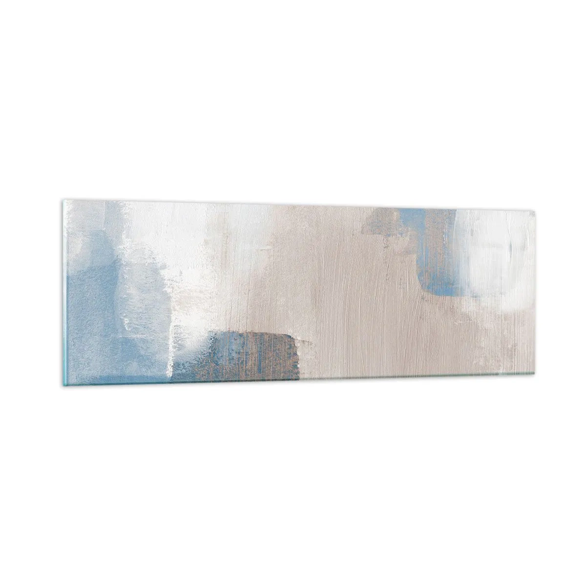 Quadro em vidro - Abstração rosa atrás da cortina azul - 90x30 cm