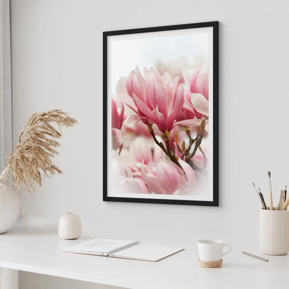 Pôster com moldura preta - Flores da primavera - 50x70cm - Flores da primavera - Decoração de parede moderna para a sala de estar e quarto ARTTOR