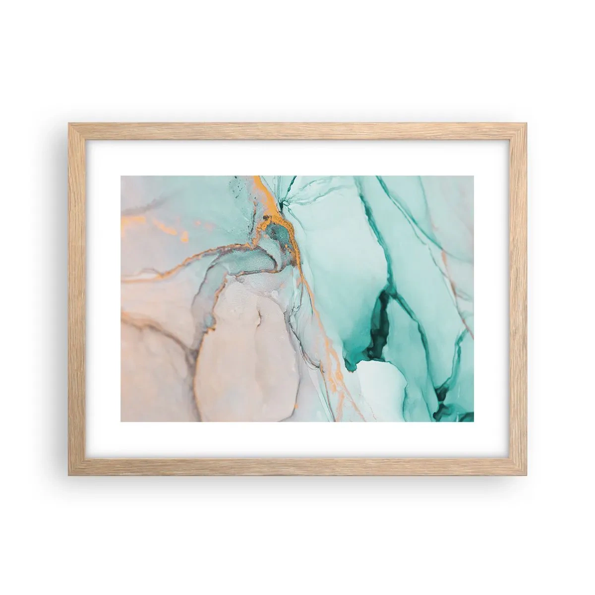 Pôster com moldura de carvalho claro - Dança das formas e cores - 40x30 cm